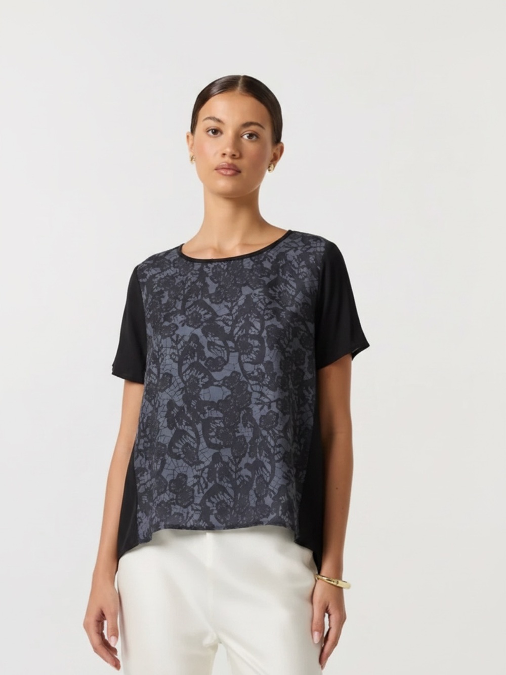 Wilfred Silk Floral High-Low Short Sleeve Top🌸